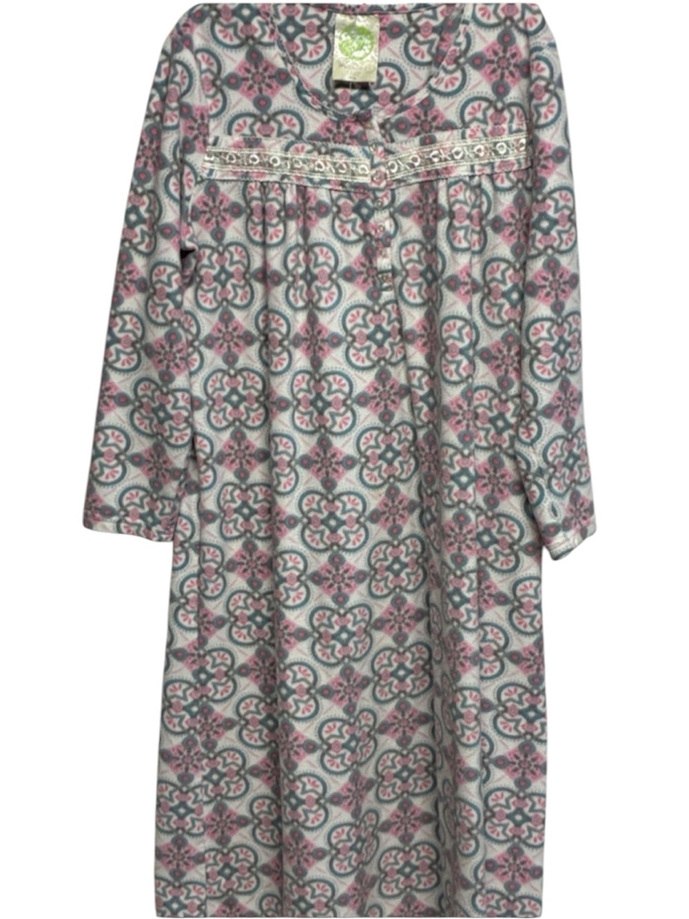 Green Tea 
Soft Fleece Nightgown Pajama Lounger Cozy Long Sleeve Sleepwear PM